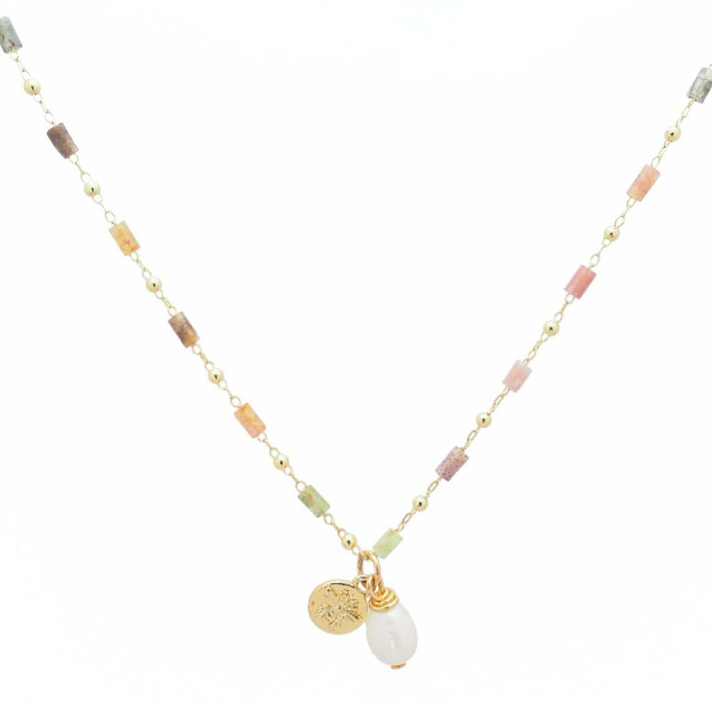 18K Gold Vermeil Multi-Coloured Gemstone Necklace