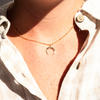 18k Upside Down Crescent Moon Pendant Necklace