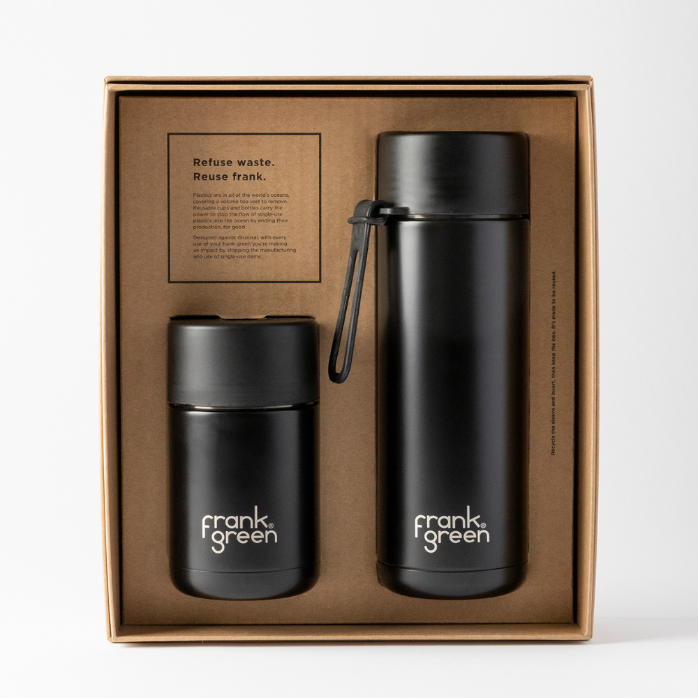 Stainless Steel Ceramic Reusable Bottle & Cup Set