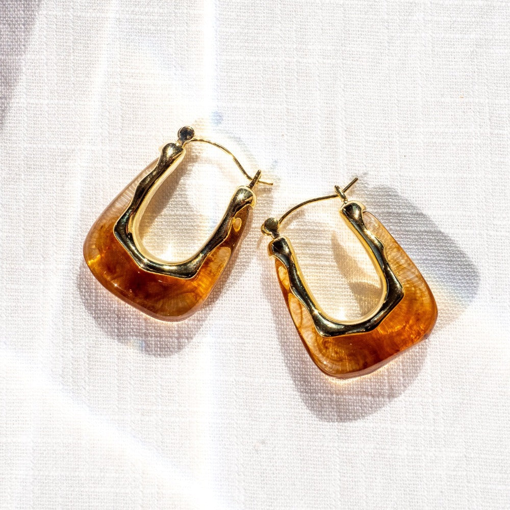 18k Gold Vermeil Tortoiseshell Hoops