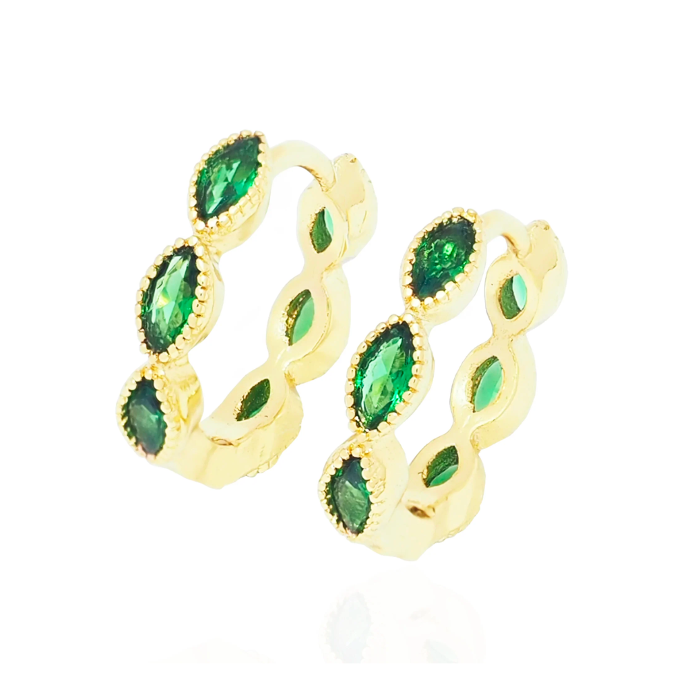18k Gold Vermeil Green CZ Huggies