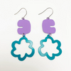 Lilac &amp; Teal Dangle Earrings