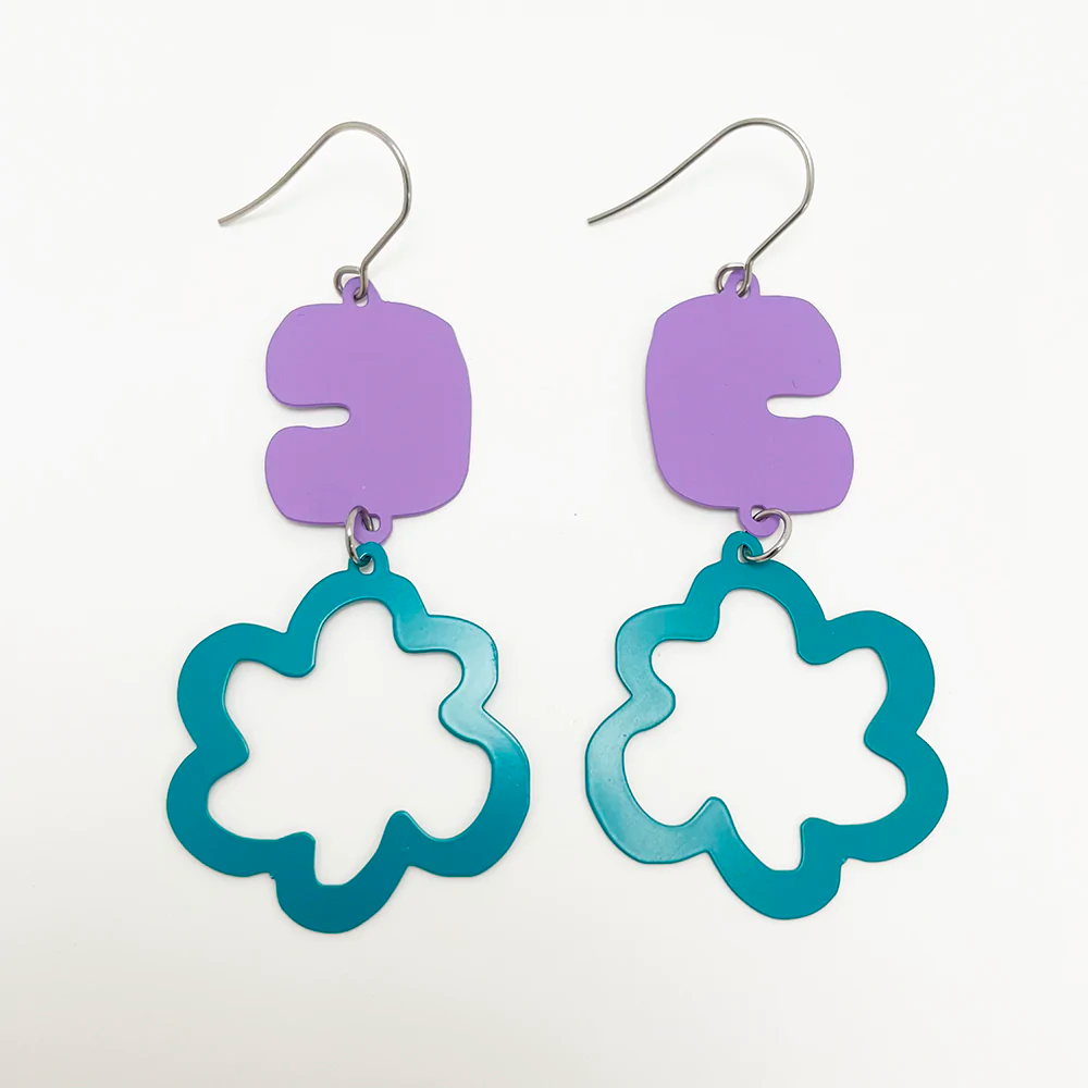 Lilac & Teal Dangle Earrings