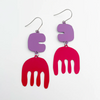 Purple &amp; Dark Pink Dangle Earrings