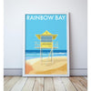 Rainbow Bay Beach Lifeguard Tower Print