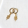 18k Gold Plated Huggie Earrings with Dangling Serpent