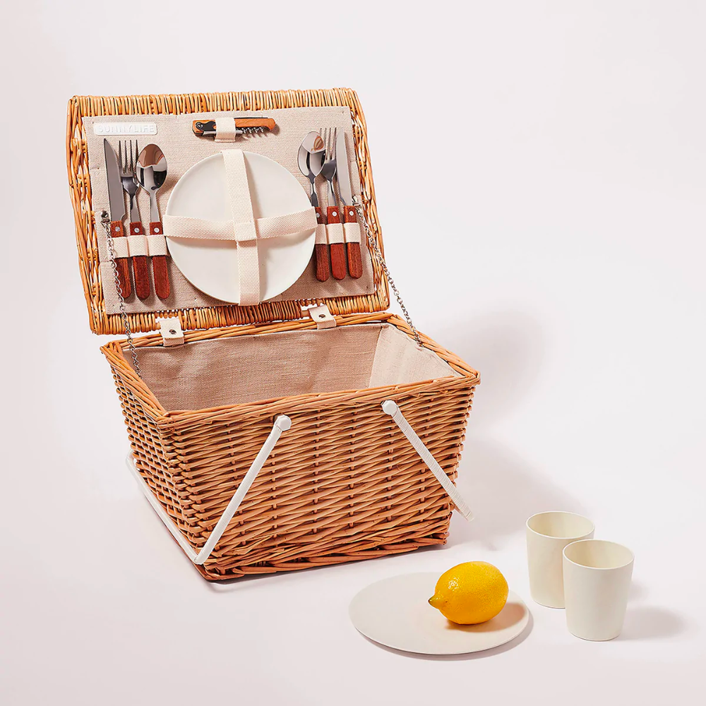 Small Picnic Cooler Basket Natural