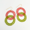 Tropical Pink &amp; Sage Hoop Earrings