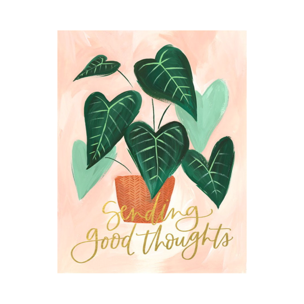 Foil Green Leaf Thoughts Card